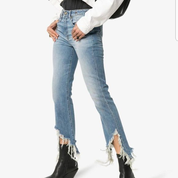Blue Denim Distressed Jeans by R13 - Picture 1 of 13